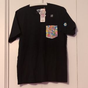 Takeshi Murakami X Doraemon Uniqlo Black T-Shirt with Printed Pocket